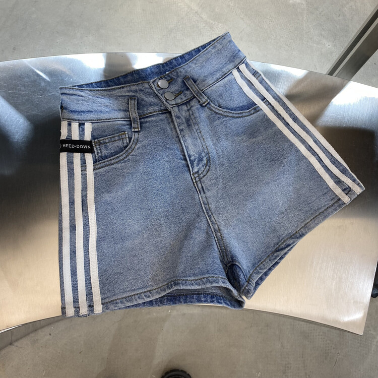 [aus] unique three bar design trend personalized denim shorts g138# LSW