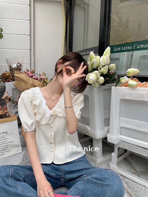 New in early summer! [the nice] lace lace collar small fragrance shirt a9136# hjy