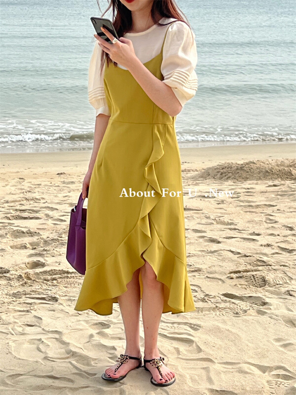 New year in early spring! [about for u] design sense versatile suspender dress 66023# lwy