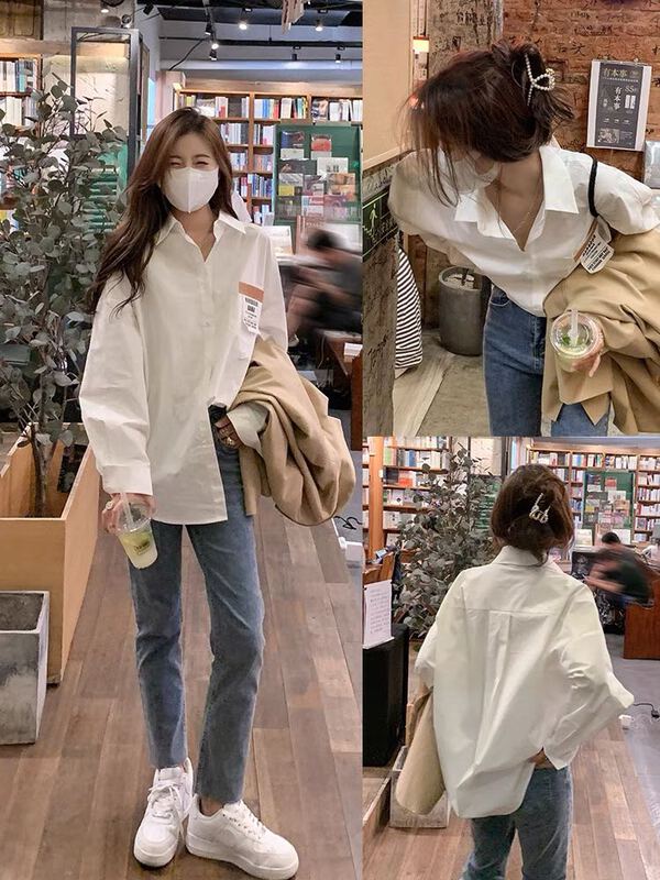[Gangan] design sense niche loose shirt 8090# ll