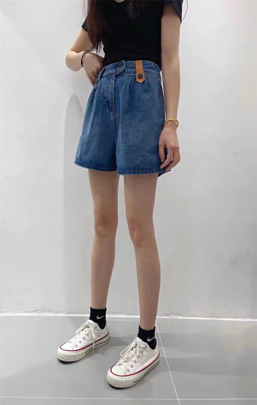 [thousand degrees] personalized leather buckle loose and thin denim shorts 8823-1# LSW