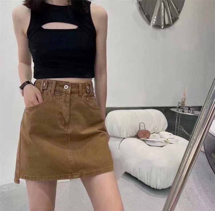 [oz] high waist, slim and versatile denim skirt (including lining) 3332# XJ