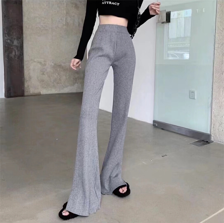 New year in early spring! [c.h.z] pit strip super thin and versatile black gray slightly pulled floor mopping casual pants (pants only) 90189# WTT