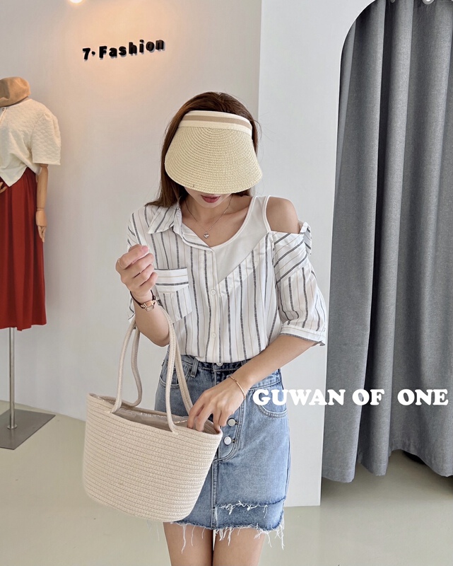 [Gu Wan] off shoulder fake two fashionable design shirts 5616# zxx