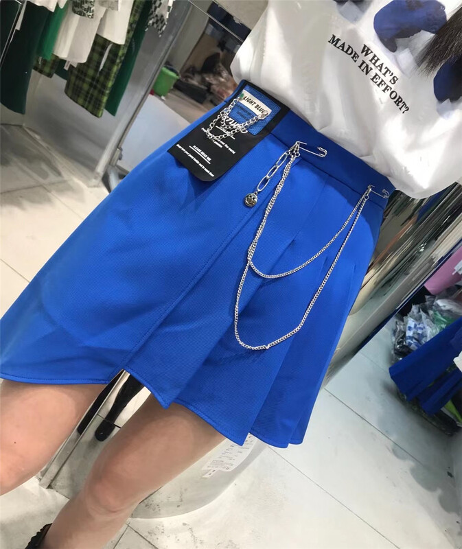 初夏上新!【G+】街頭潮流高腰不規則設計字母貼標不規則半身裙(配鏈條可拆)  706#  PCZ