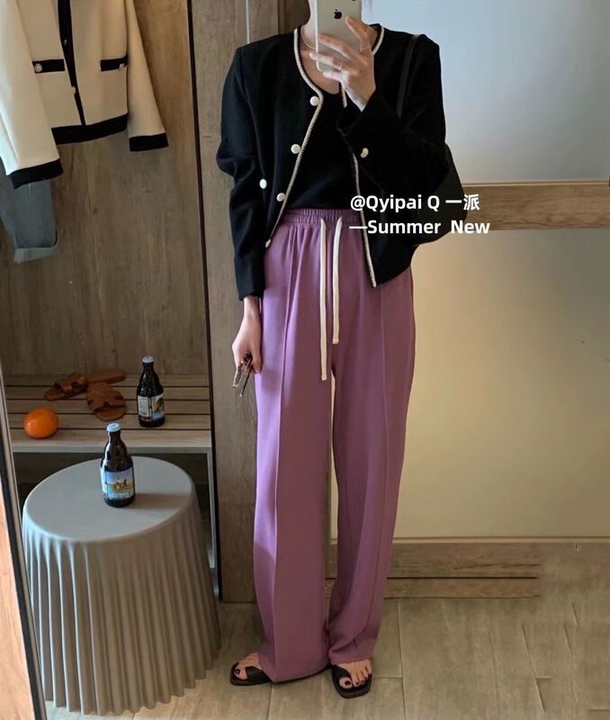[q-school] Korean high waist loose drawstring casual pants a2210# HBx