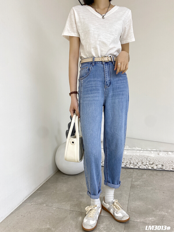 Original price 111.97! New year in early spring! [star] Korean basic versatile jeans (with detachable belt) ls3013# CLS