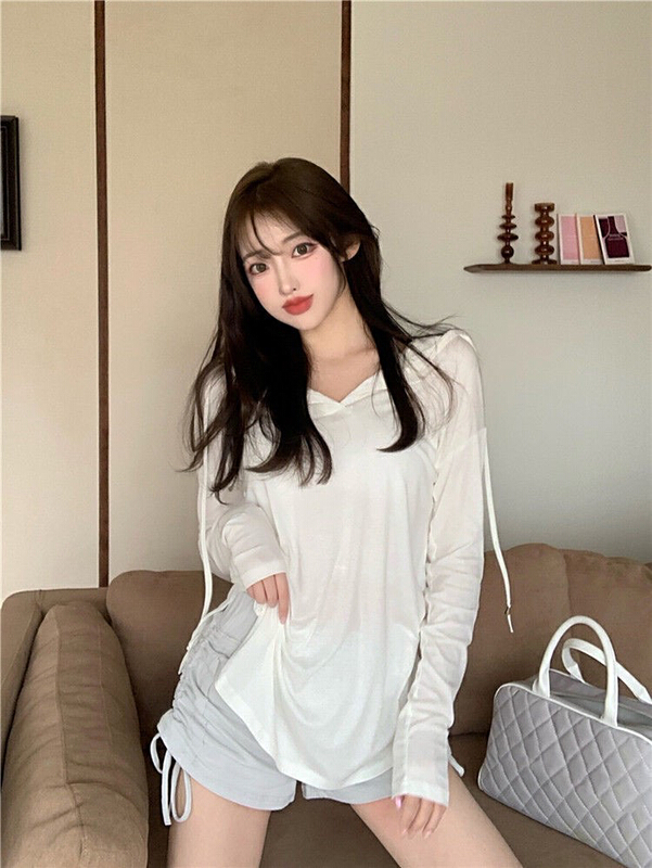 goods in stock! New in early summer! [M2 +] net RED HOODED versatile long sleeved sunscreen shirt 08098# WTT