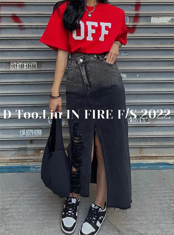 goods in stock! [dtoo. Lin] Korean gradient design slit denim skirt n2313# ozq