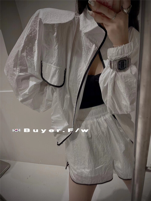 現貨!初夏上新!【BUYER】韓版拼色長袖外套+高腰百搭短褲套裝  0328#  WTT