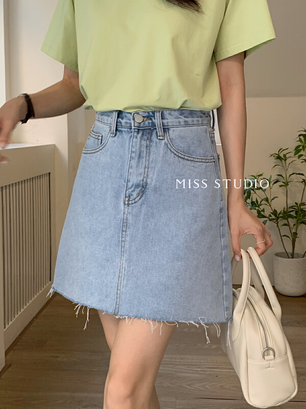In early summer! [miss miss home] Korean slim denim skirt 513\zjy