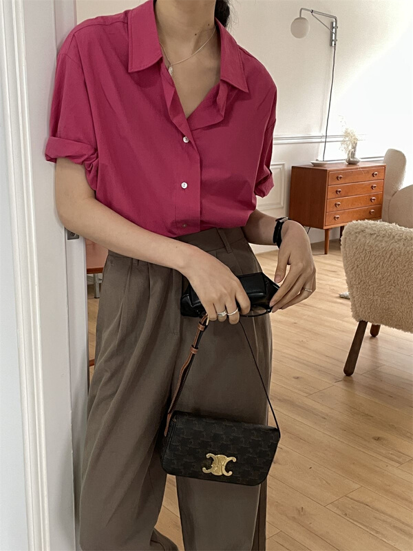 [clean space] Korean version simple foreign style short sleeve shirt 31266# CLS