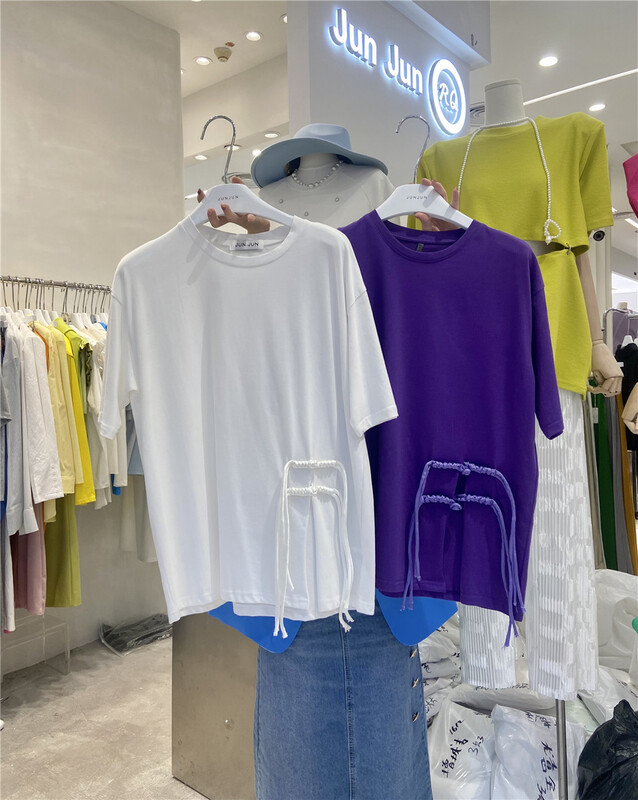 [Jun Jun] fashion personality Chinese knot round neck short sleeve T-shirt 168832# CLS