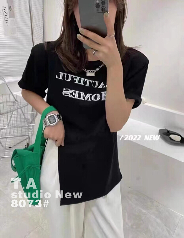 New in early summer! [TA +] Korean letter versatile short sleeve T-shirt 8073# XYY