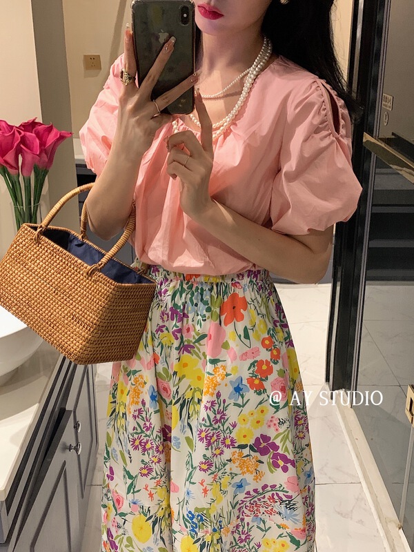[ay studio] Korean Ladies' short sleeved versatile blouse (only selling blouses) 66858# zxx
