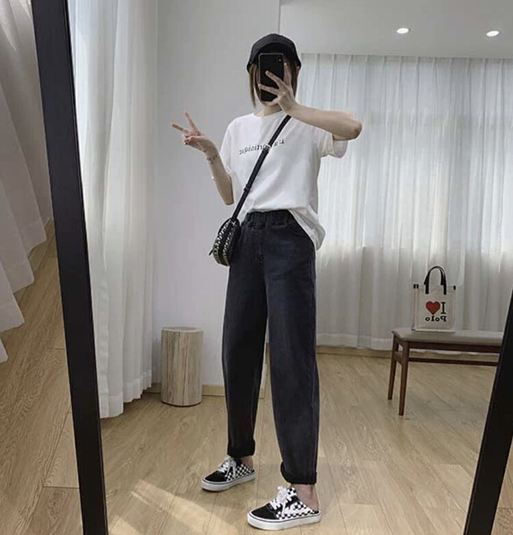 New in early summer! [JFT] fashionable elastic waist Harlan jeans 1115# CLS