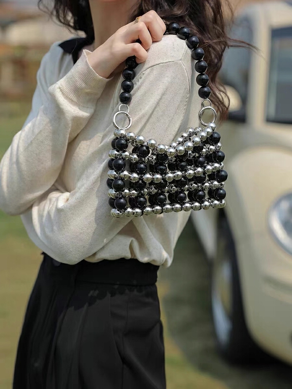 [9:00pm] heavy industry contrast Beaded messenger bag (with long shoulder belt) 6005-2# LSL