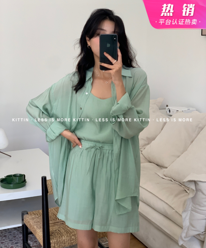 New in early summer! [Kittin] simple and comfortable shirt + versatile casual pants + niche vest suit 225# XYY