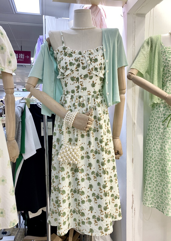 [mani] floral soft wind suspender dress (excluding coat) ys2-6980# HBx