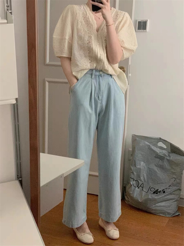 [emoni] Korean style straight jeans 24182# CLS