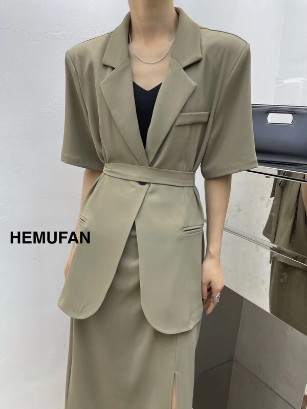 [hemufan hemufan] one button fashionable Korean suit (with belt) 3665# L