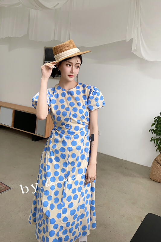 New in early summer! [benyan] waist wave point temperament leakage waist dress 6063# zxx