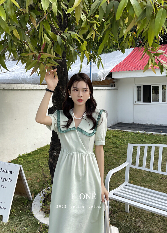 goods in stock! New in early summer! [f one] Korean style soft wind big Lapel dress 66028# WPL