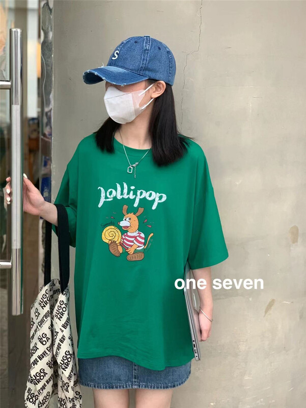 [one seven] cartoon print loose round neck short sleeve T-shirt 5067# XYY