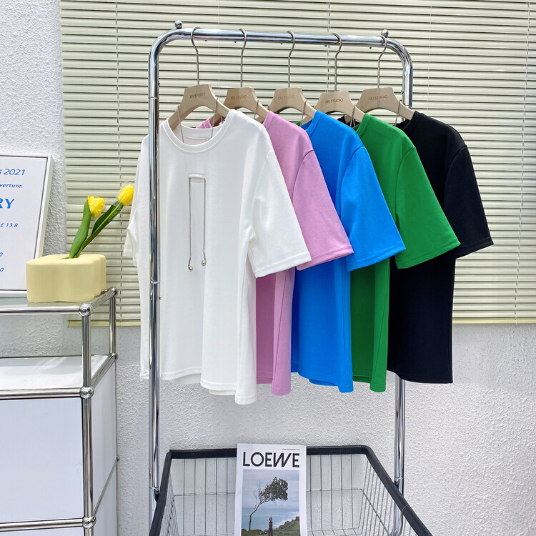 New year in early spring! [Xiaofan family] clean fashion versatile short sleeve T-shirt (with chain) ys1-6118# LSW