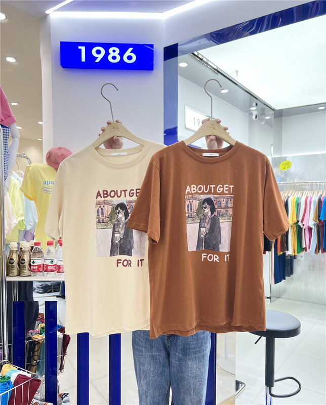 [1986] graffiti print loose short sleeve T-shirt c864# LSL