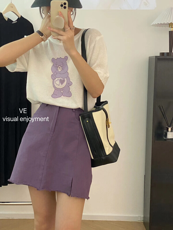 [ve] washing water high waist split thin skirt pants 67622# HBx