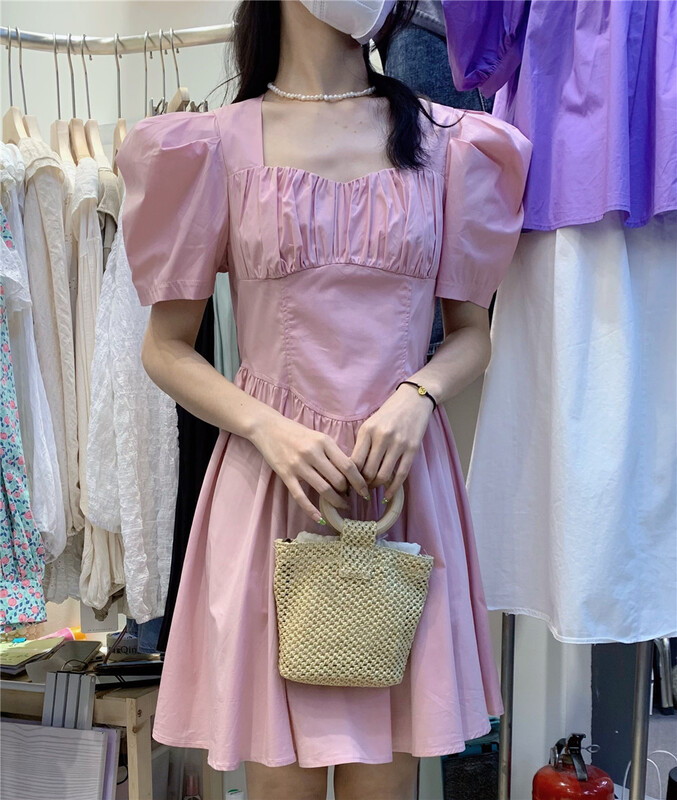 [Qingqing family] little woman looks thin, solid color dress 2053# XYY