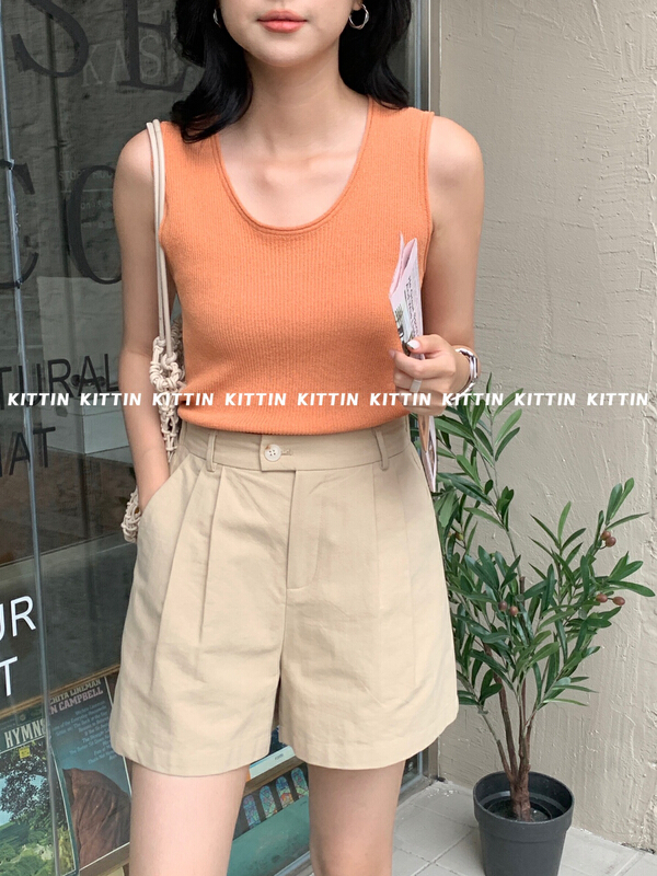 [Kittin] Korean macarone linen knitted vest / sling 179# XYY