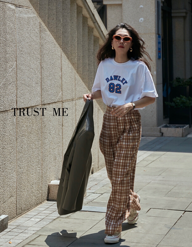 [trust me] British Korean style checked casual pants 18270# YYW