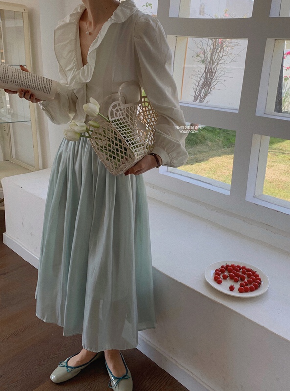 goods in stock! [your room] Korean version solid color elastic waist skirt 956# cqw