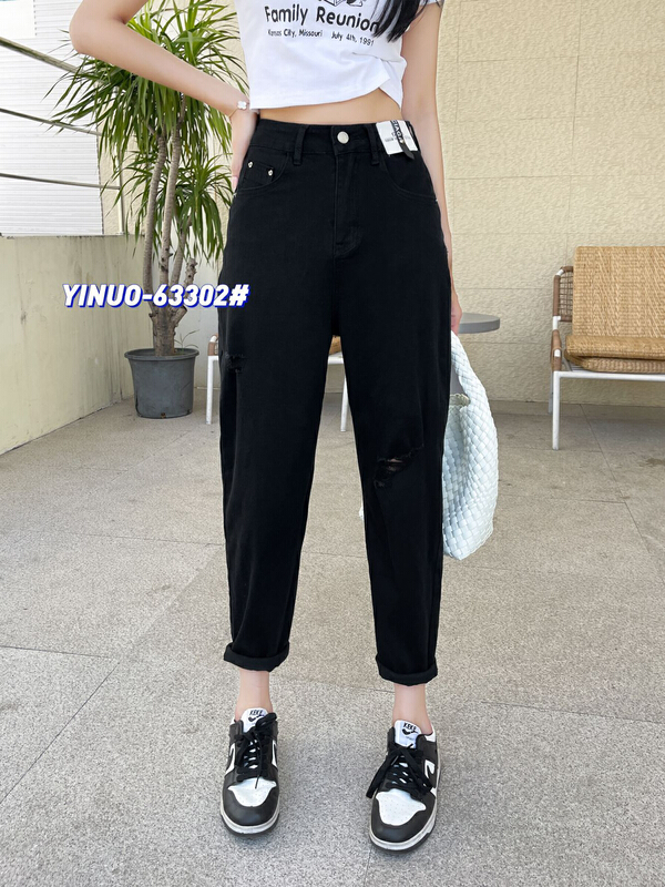 [Yinuo Yinuo jeans] broken hole elastic Harlan jeans 63302\zsy