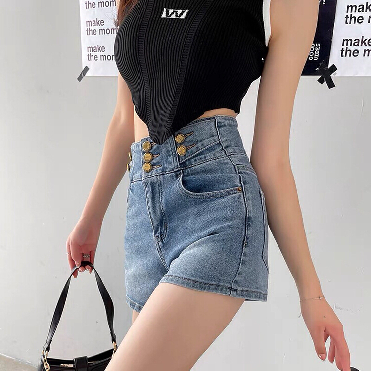 [thousand degrees] personalized high waist loose denim shorts 8017# LSW