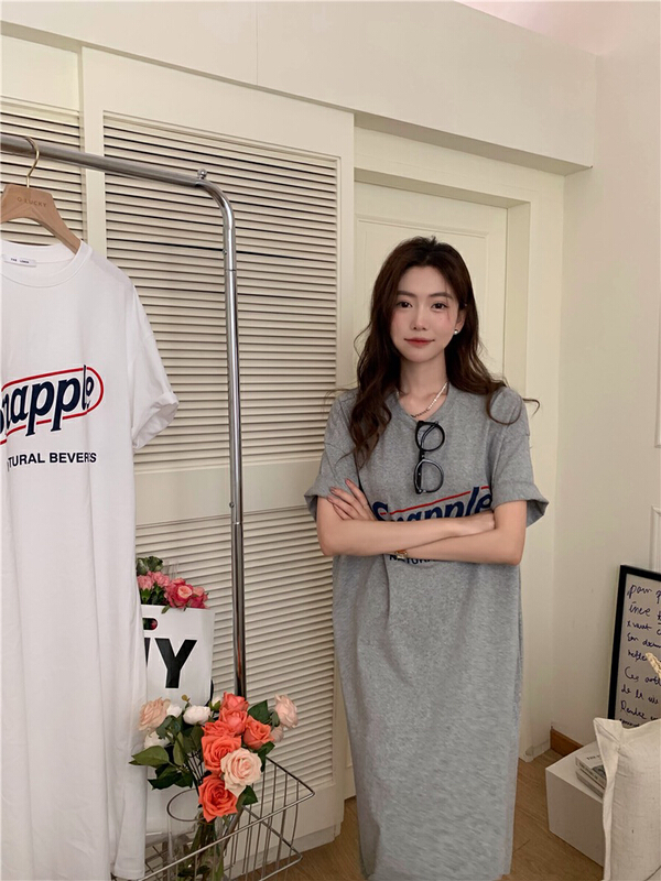 [by] Korean simple and versatile medium length dress 2652# Cl