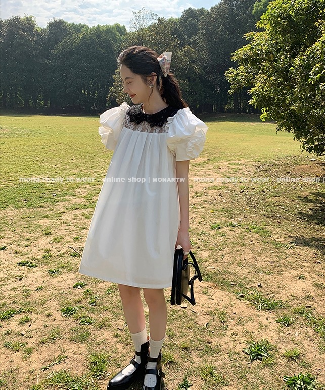 [keen k] lace collar flower dress l67# WTT