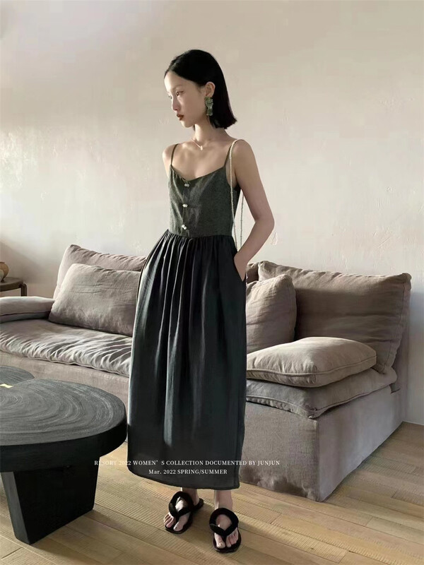 [lf] imitation silk Chinese suspender slim dress 9863# PCZ