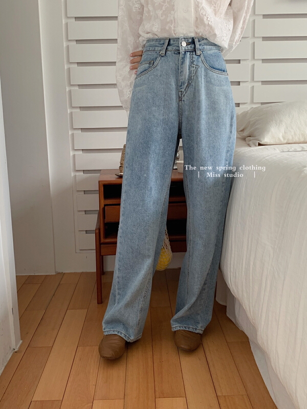New year in early spring! [miss miss home] comfortable and versatile High Waist Wide Leg Jeans w507# ZSY