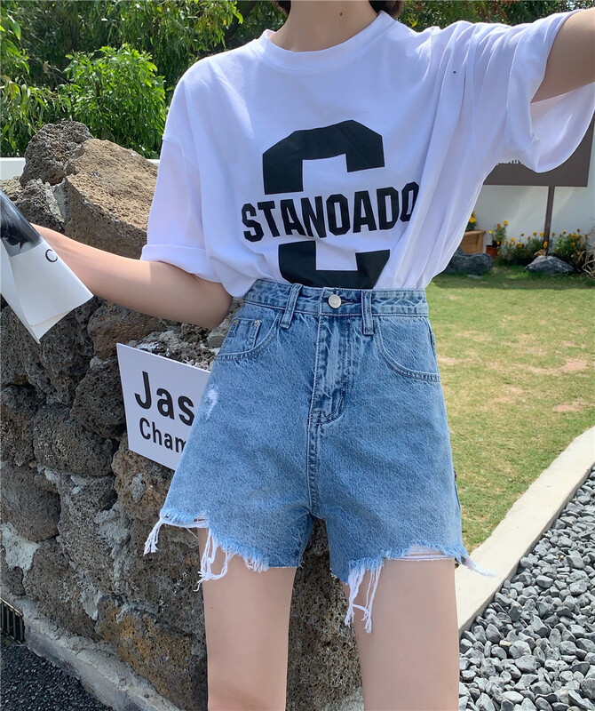 [Qiqi] Korean versatile casual denim shorts 6150# cqw