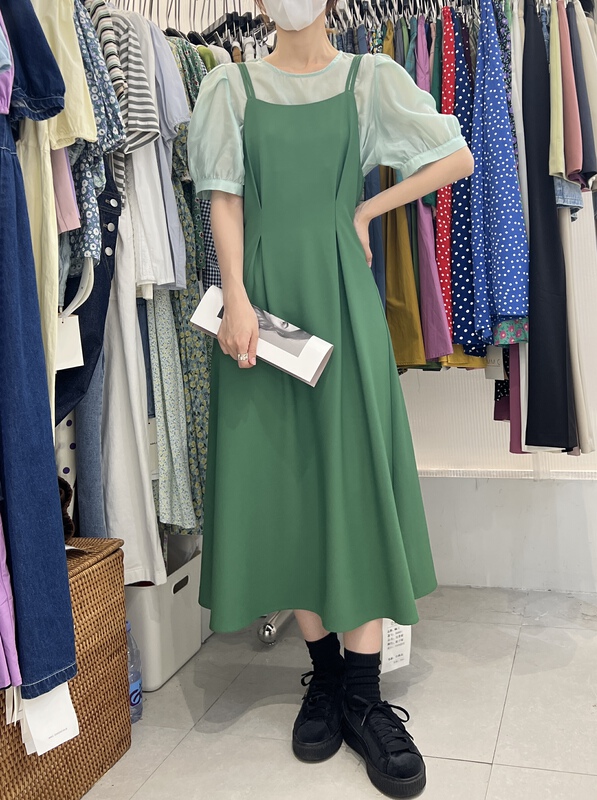 New in early summer! [mm. C] Korean style clean version simple blouse + suspender dress set 85601# lwy
