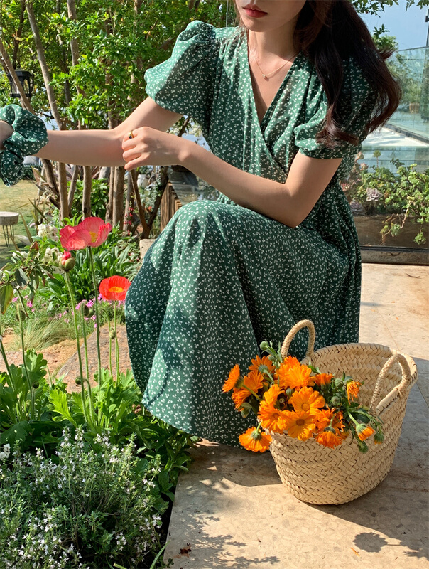 New in early summer! [type] floral dress (VIS # style) with Hairband