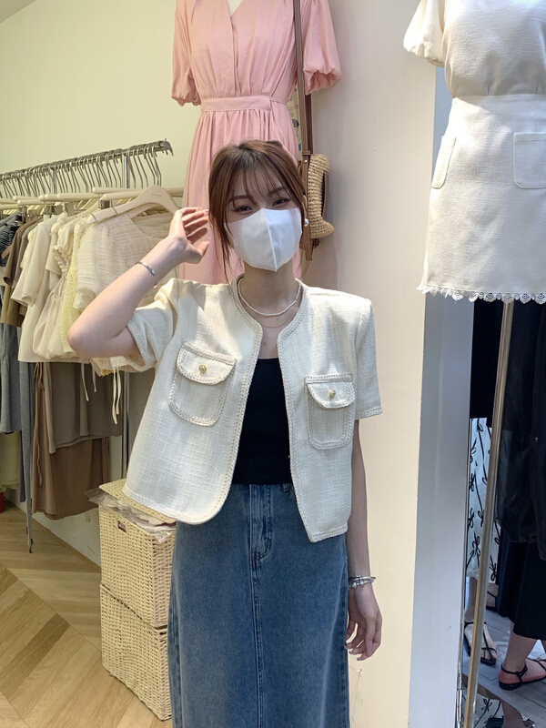 【AS】金邊短袖小香口袋短外套  8180#  HJY