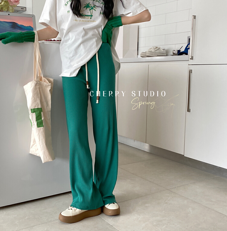 New year in early spring! [cherry studio] Korean loose pit wide leg casual pants (with waist rope) (only casual pants) a5030# HBx