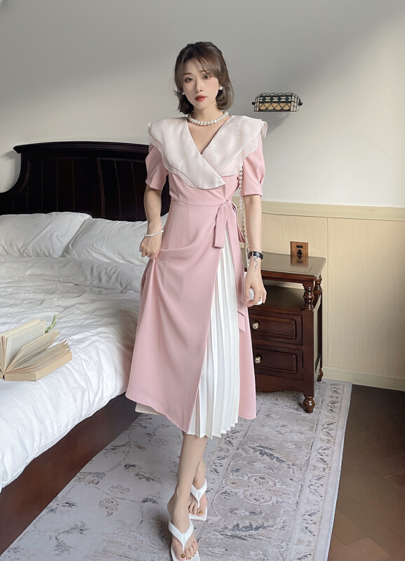 [J2. J1wg] French large lapel suit dress 22129# cqw