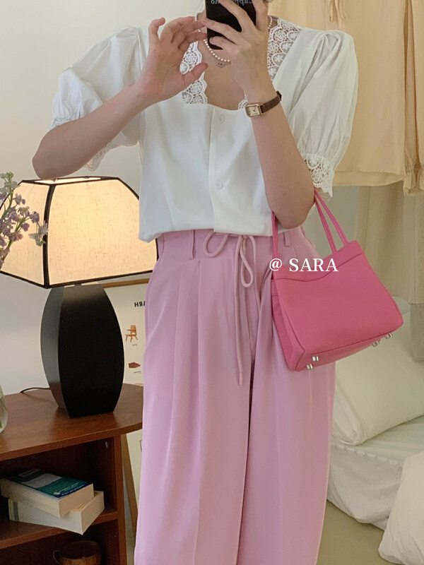 [Sara] Korean V-neck fashion shirt 90029# lwy