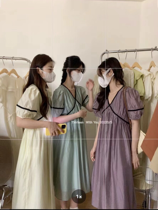 [thirten 13] Korean version stitched webbing loose dress 1652# XYY