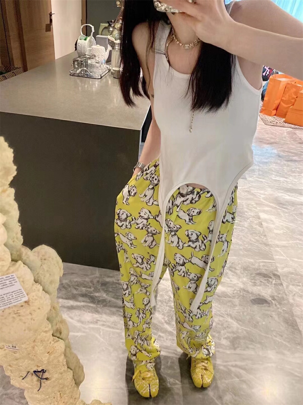 [big C studio] dog pattern loose casual pants 5069# PCZ
